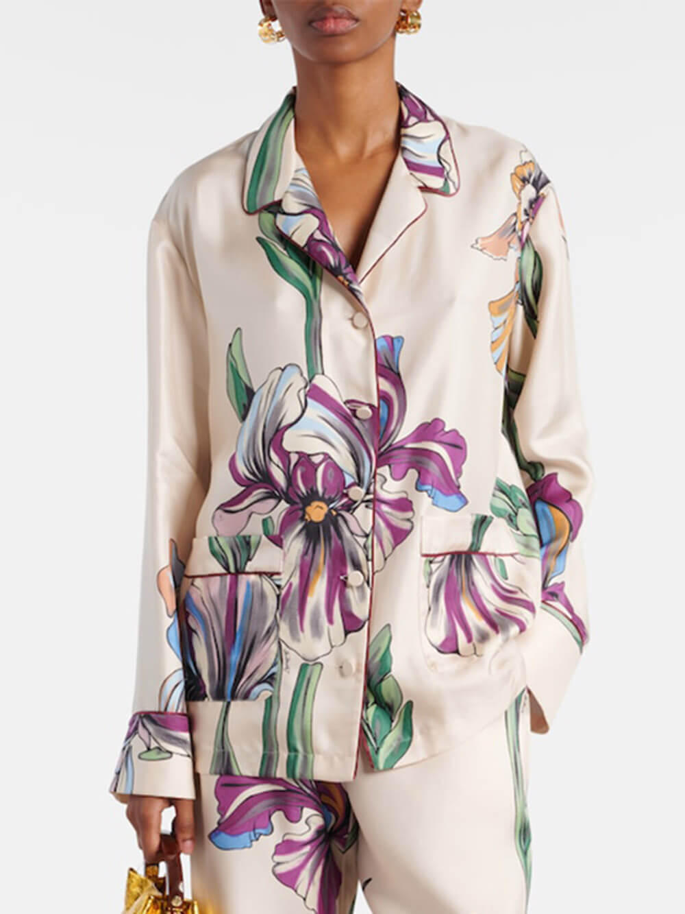 Casual Time Unique Floral Print Lapel Loose Button-Down Oversized Shirt