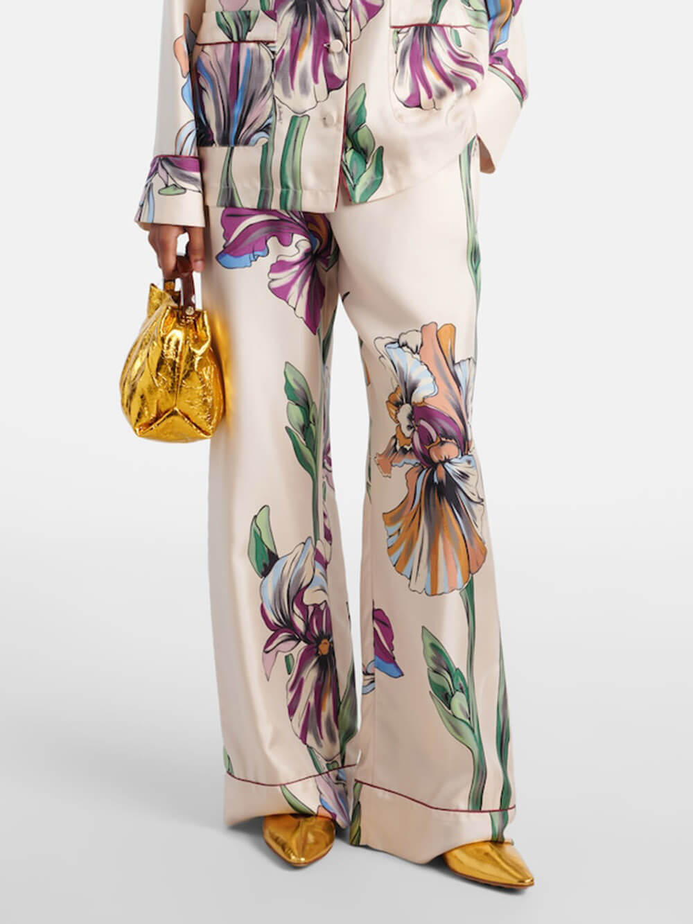 Casual Time Unique Floral Print Loose Pocket Elastic Waist Straight Pants