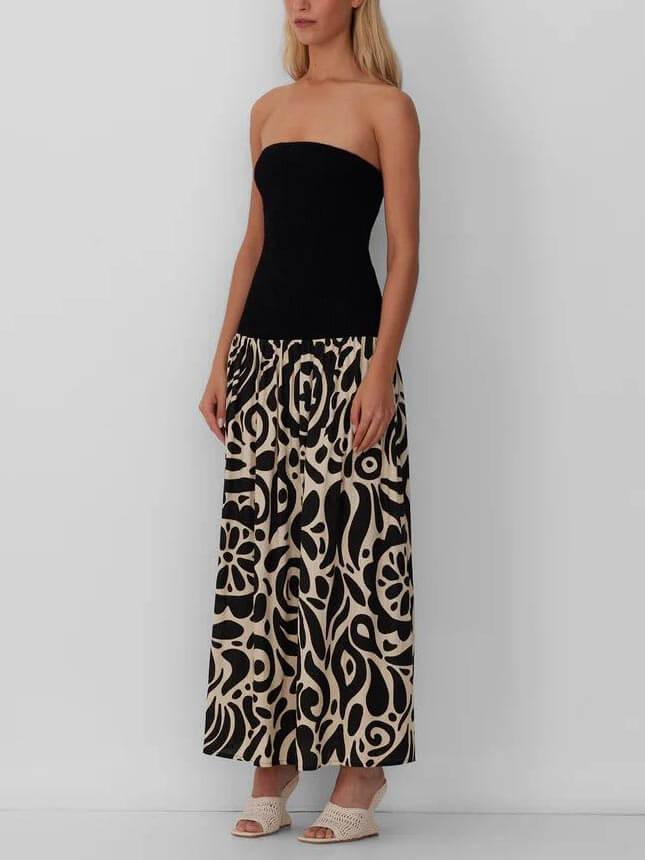 Robe midi bustier à imprimé floral, tendance