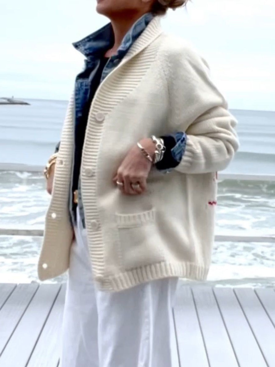 Lustige Strickjacke mit Hummermotiv