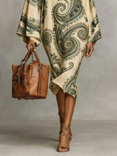 Bohemian Style Paisley Print Long Dress