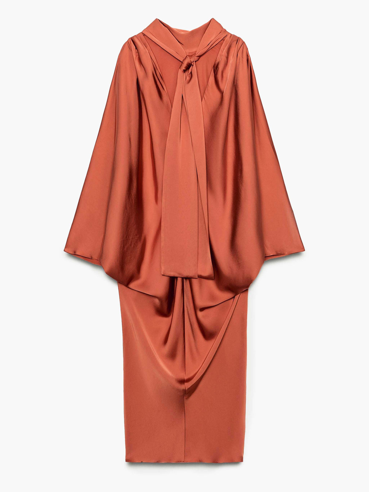 Ochre Silk Wrap Caftan Dress – Bohemian Luxe Resort Wear With V-Neck & Draped Tie Front