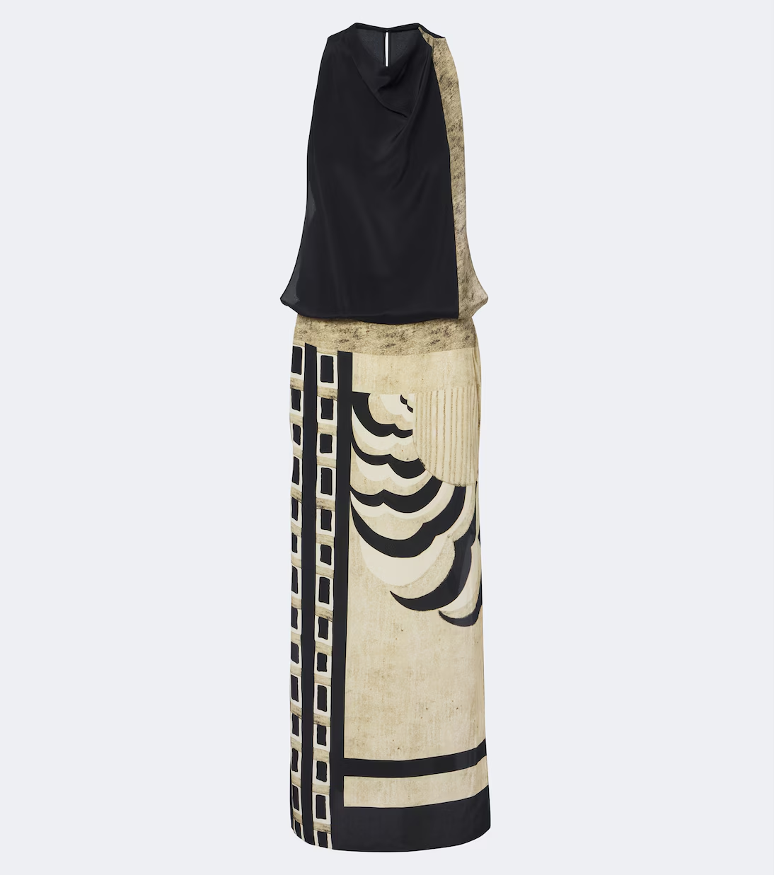 Cowl Neck Sleeveless Printed Maxi Dress