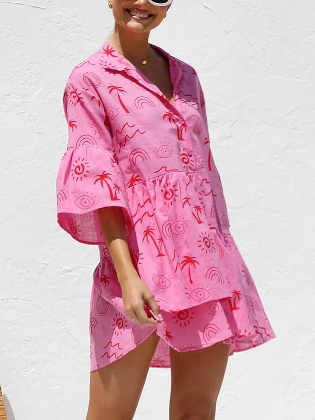 Vestido curto largo de estilo étnico