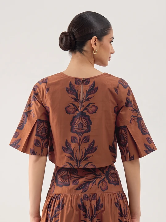 Robe midi évasée à imprimé floral folklorique