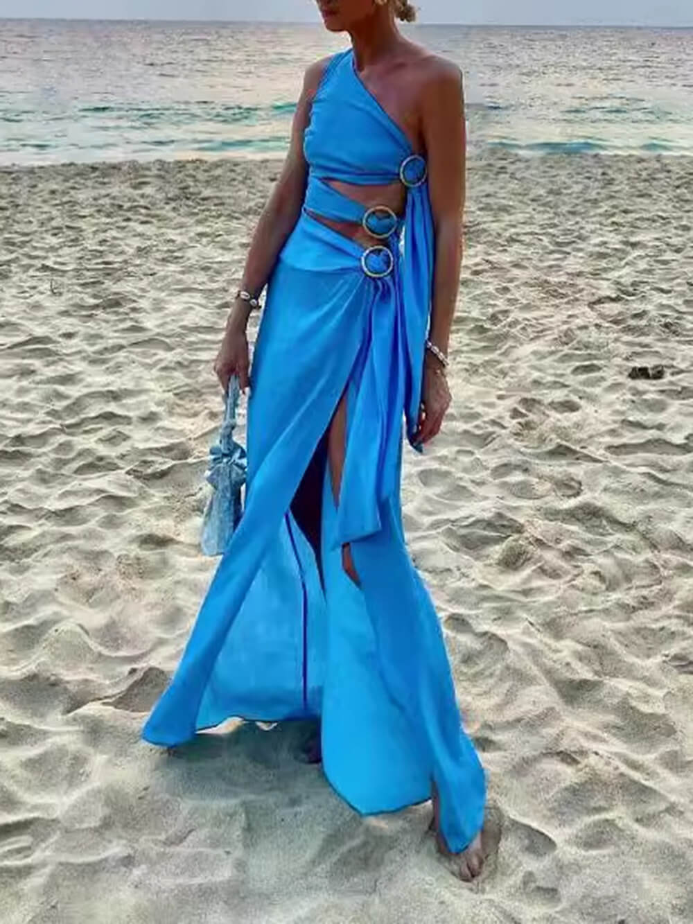 Vestido veraniego sexy, ajustado e irregular, sin mangas