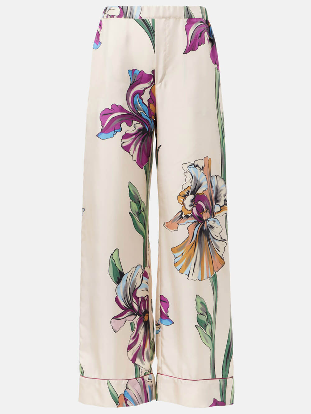 Pantalones rectos informales con estampado floral único, holgados, con bolsillos y cintura elástica