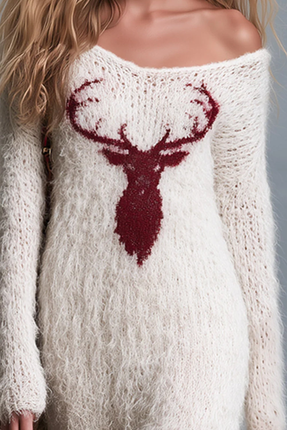 Women Reindeer Knit Maxi Dress