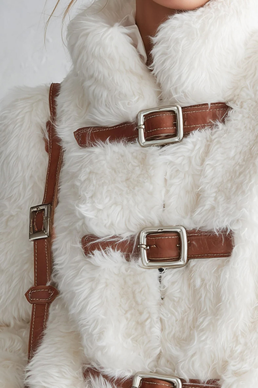 Abrigo corto de piel sintética con cuello alzado