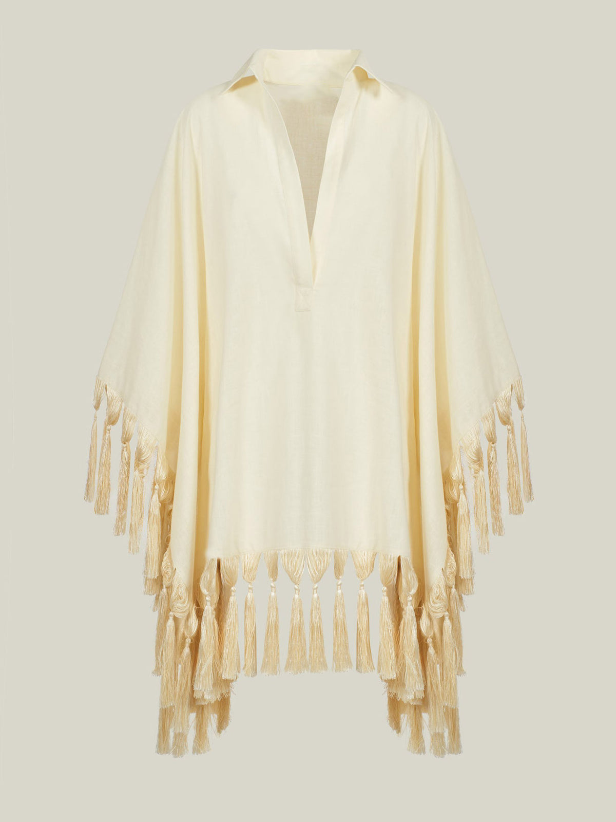 Exquisites zweiteiliges Set aus Hemd mit Fransenbesatz und Hose mit weitem Bein