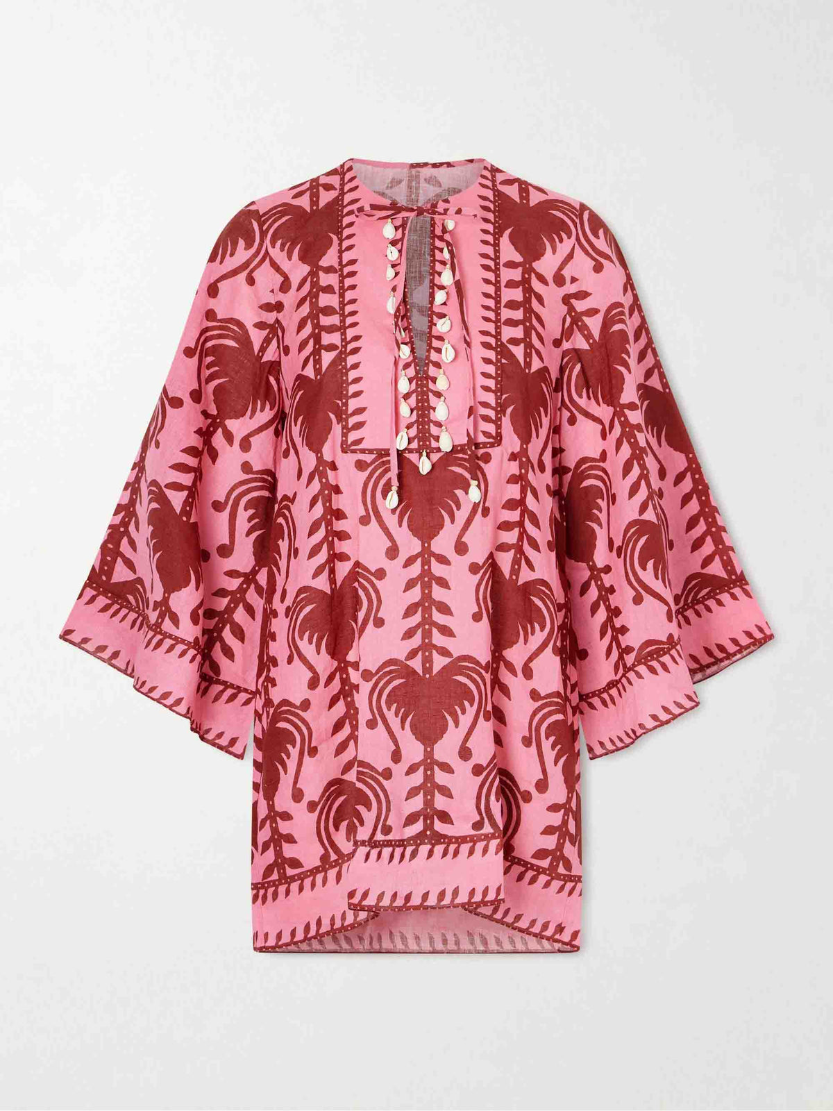 Lässiges Minikleid mit Palmenprint und ausgestellten Ärmeln