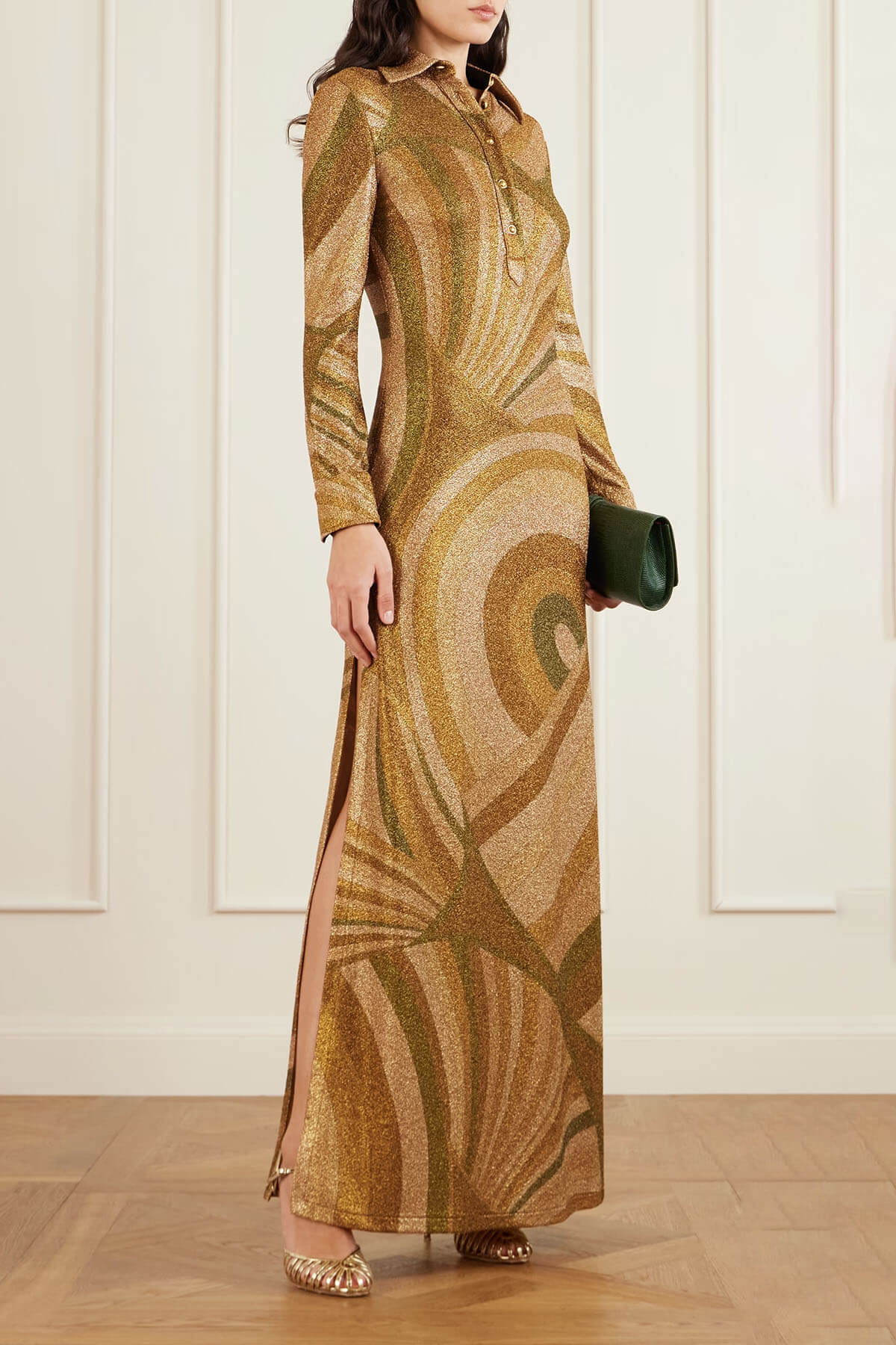 Fashion Unique Printed Knit Sequin Maxi Dress