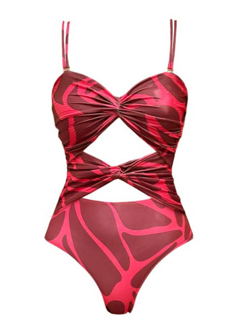 Maillot de bain une-pièce imprimé et ajouré