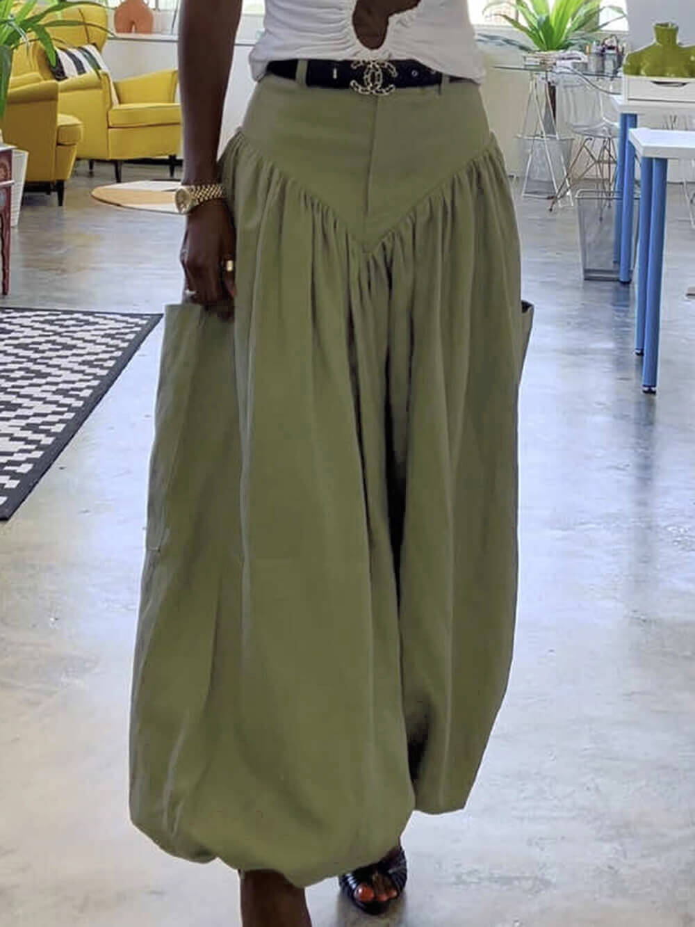Retro Pleated Pleated High-Waist Pocket Bloomers Pants