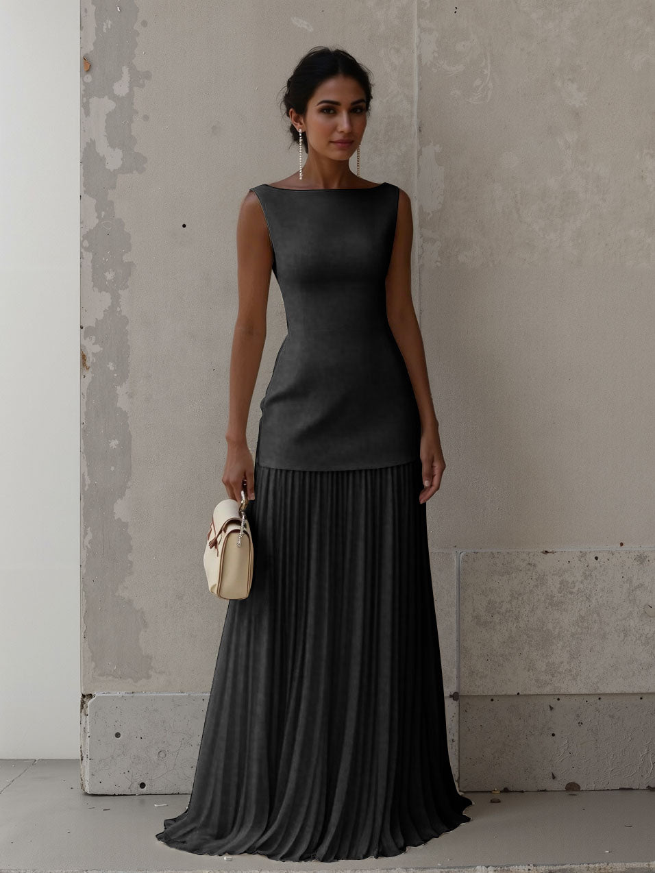 Exquisite Pleated Elastic Waist Skirt