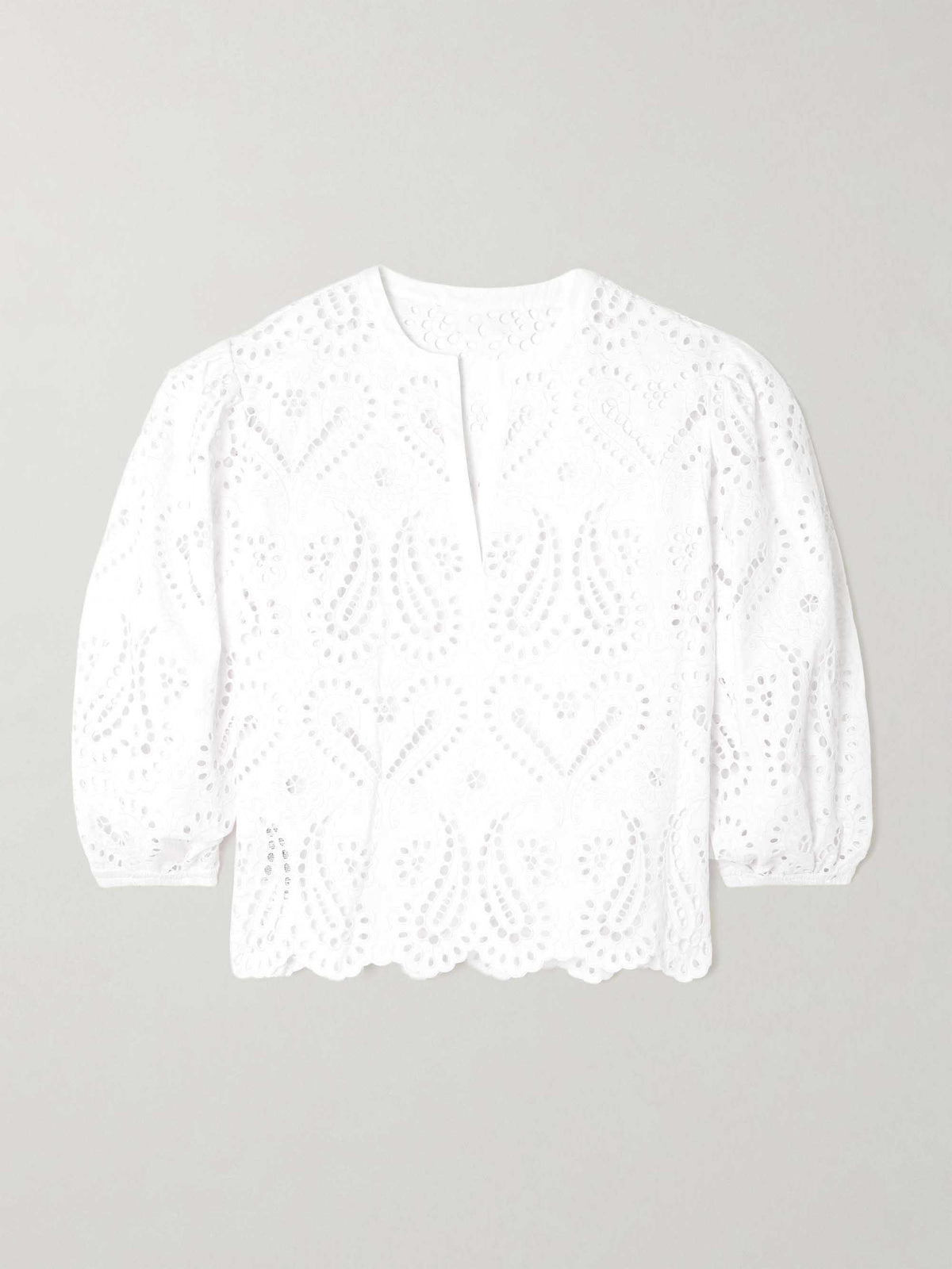 Elegante completo due pezzi con camicia e gonna in pizzo ricamato con aperture
