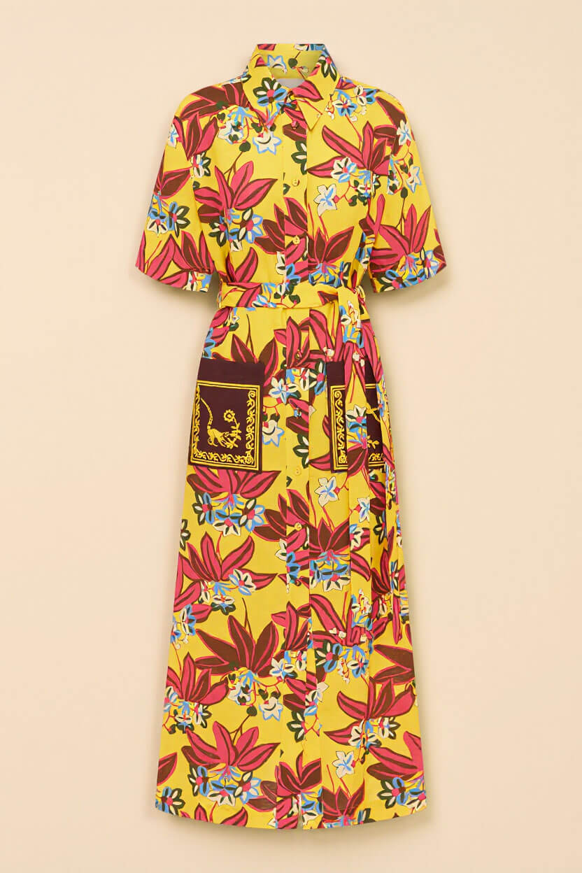 Unique Floral Print Midi Shirtdress