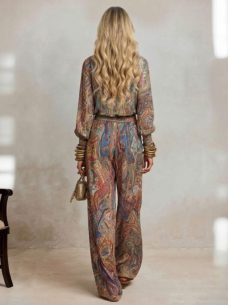 Conjunto de duas peças com estampado paisley retro