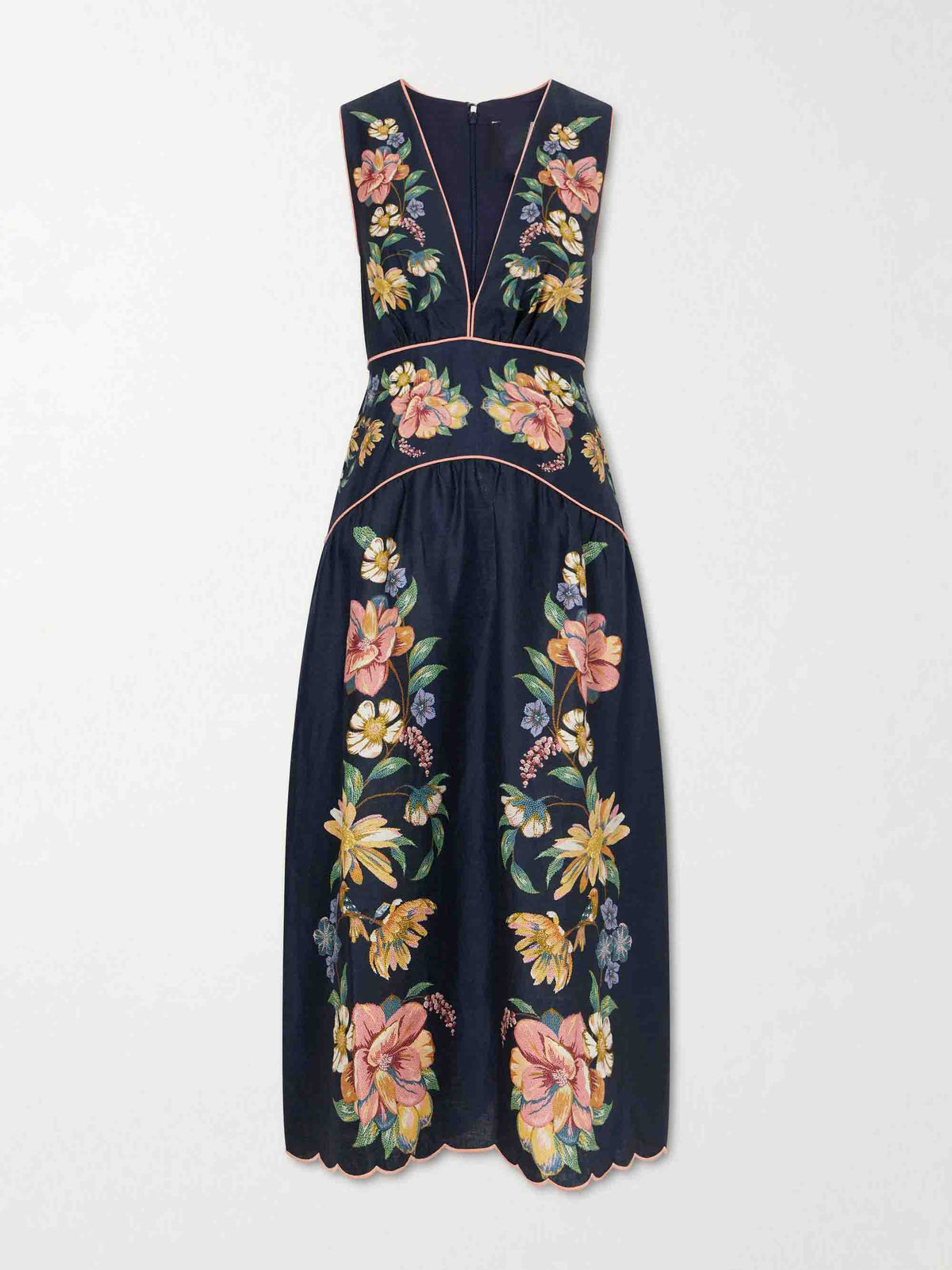 Exquisites ärmelloses Midikleid mit V-Ausschnitt und Blumenprint