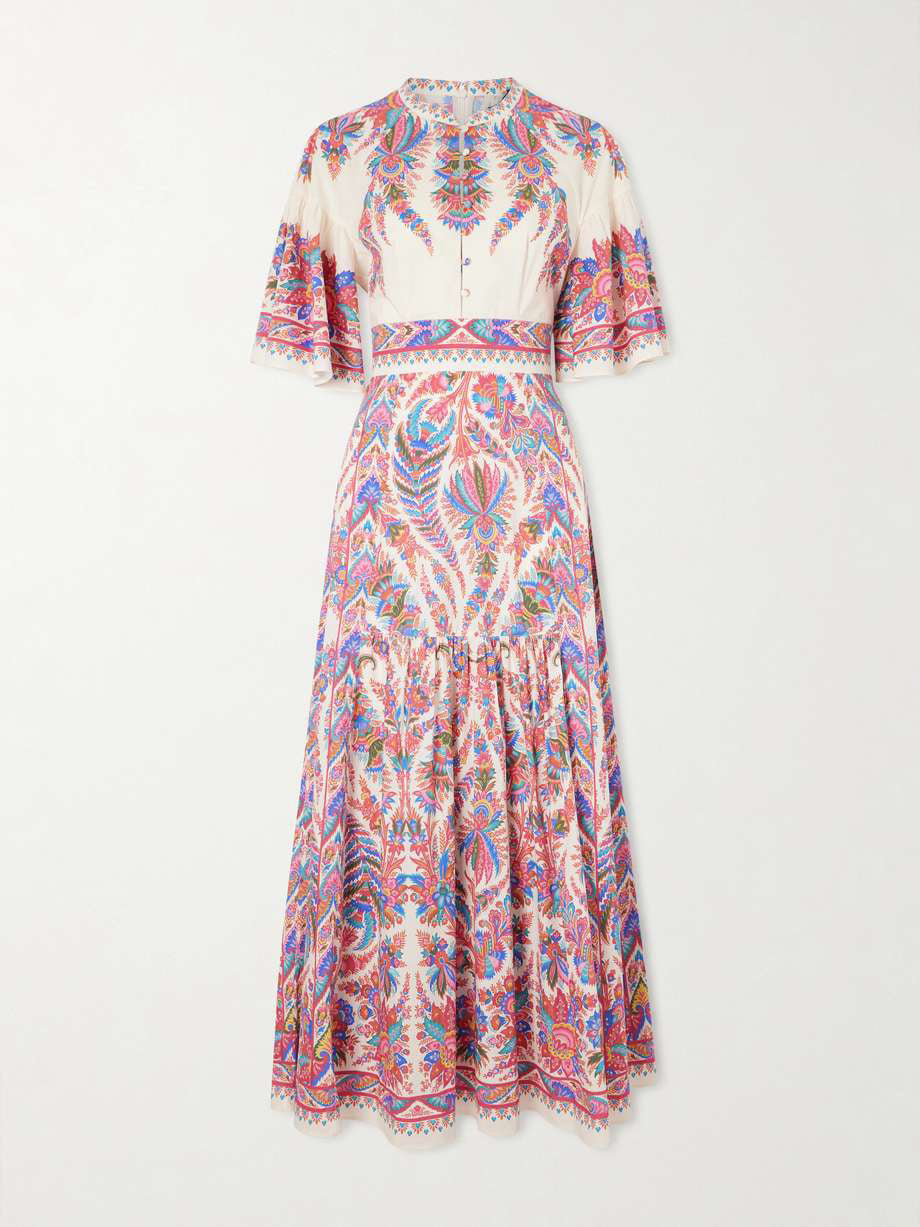 Robe longue à imprimé cachemire et col montant