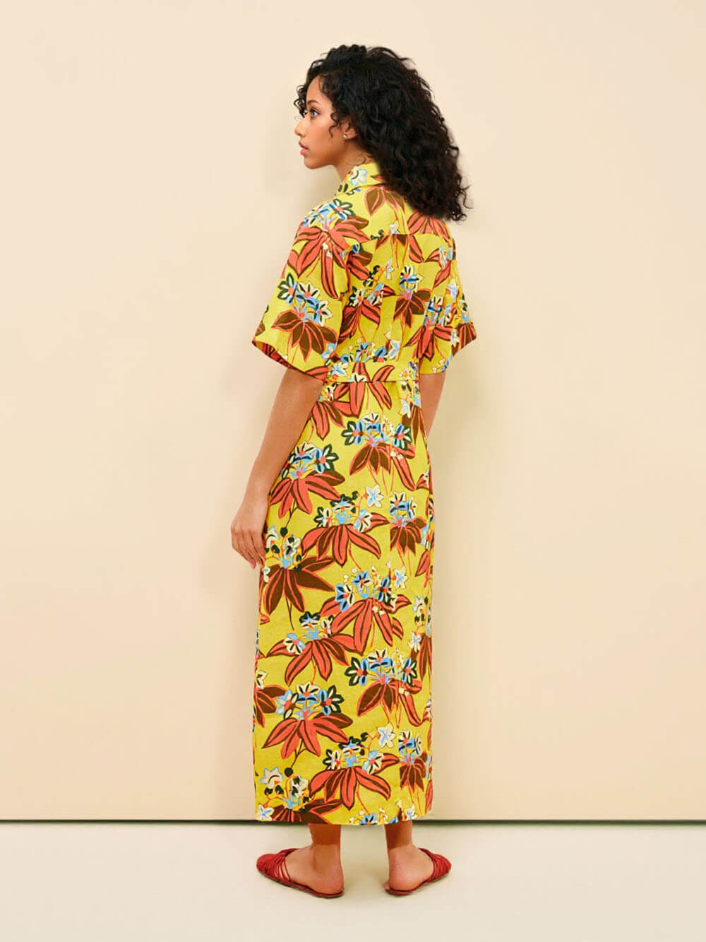 Unique Floral Print Midi Shirtdress