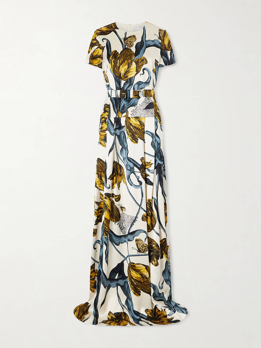 Modisches Satin-Maxikleid mit Print und tailliertem Schnitt