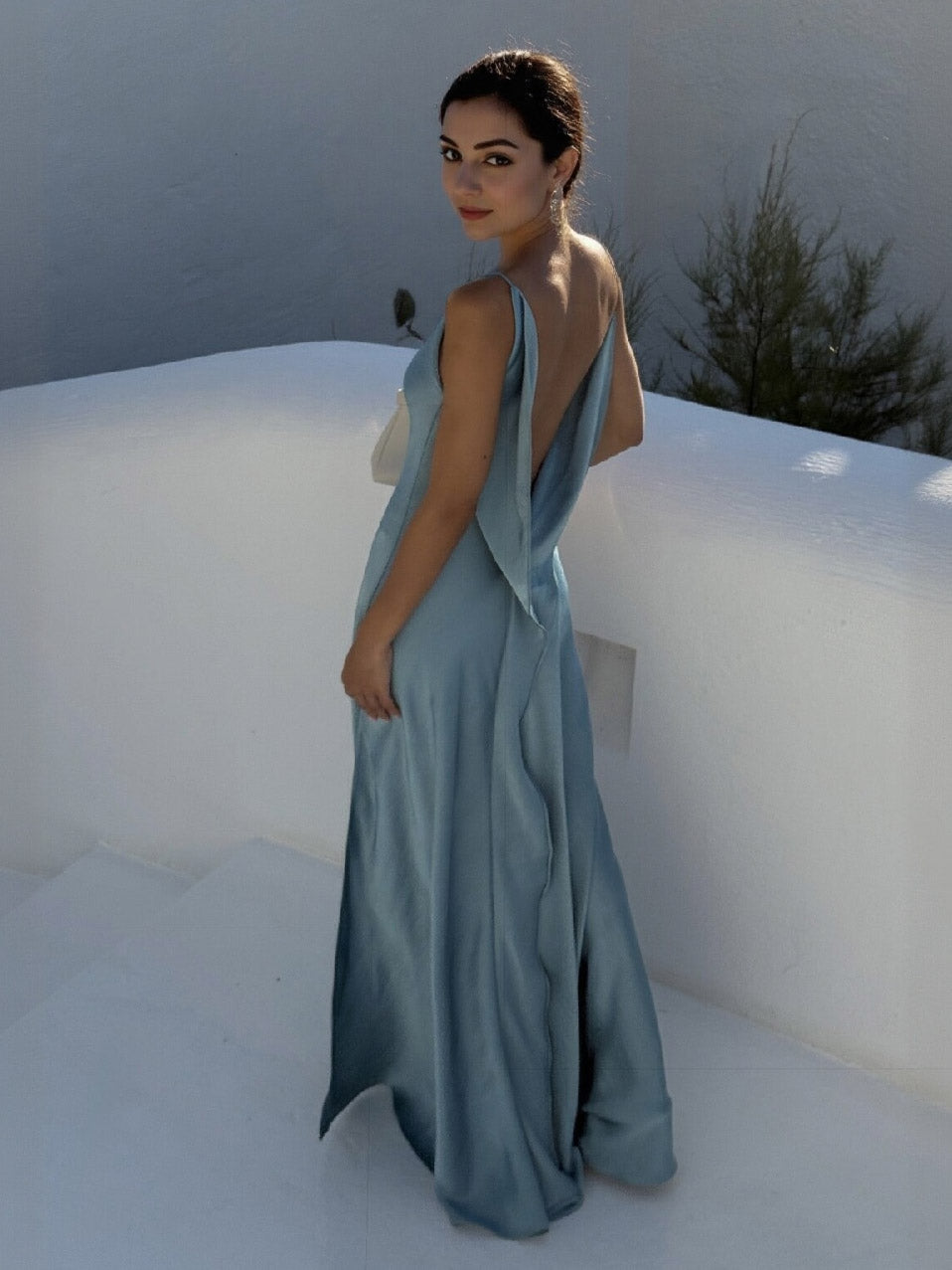 Sexy Elegant Satin Side High Slit Maxi Dress