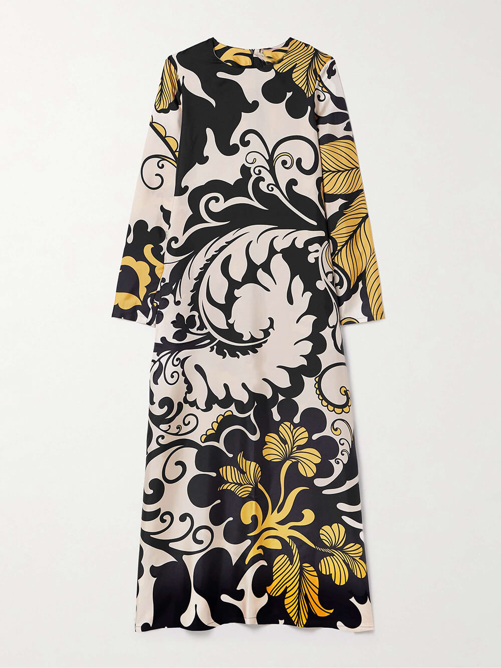 Unique Satin Swing Print Twill Midi Dress