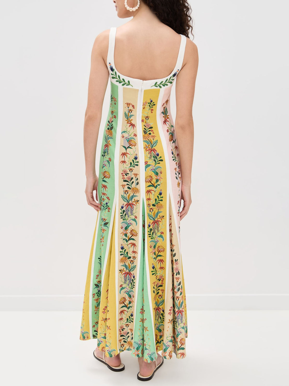Vestido maxi casual de corte A con patchwork y estampado floral