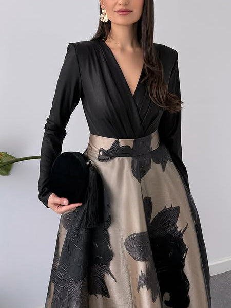 Ensemble deux pièces élégant avec jupe midi en jacquard français
