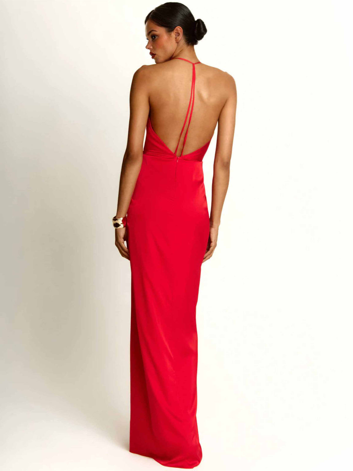 Elegantes Maxikleid im griechischen Stil mit Neckholder und tiefem V-Ausschnitt