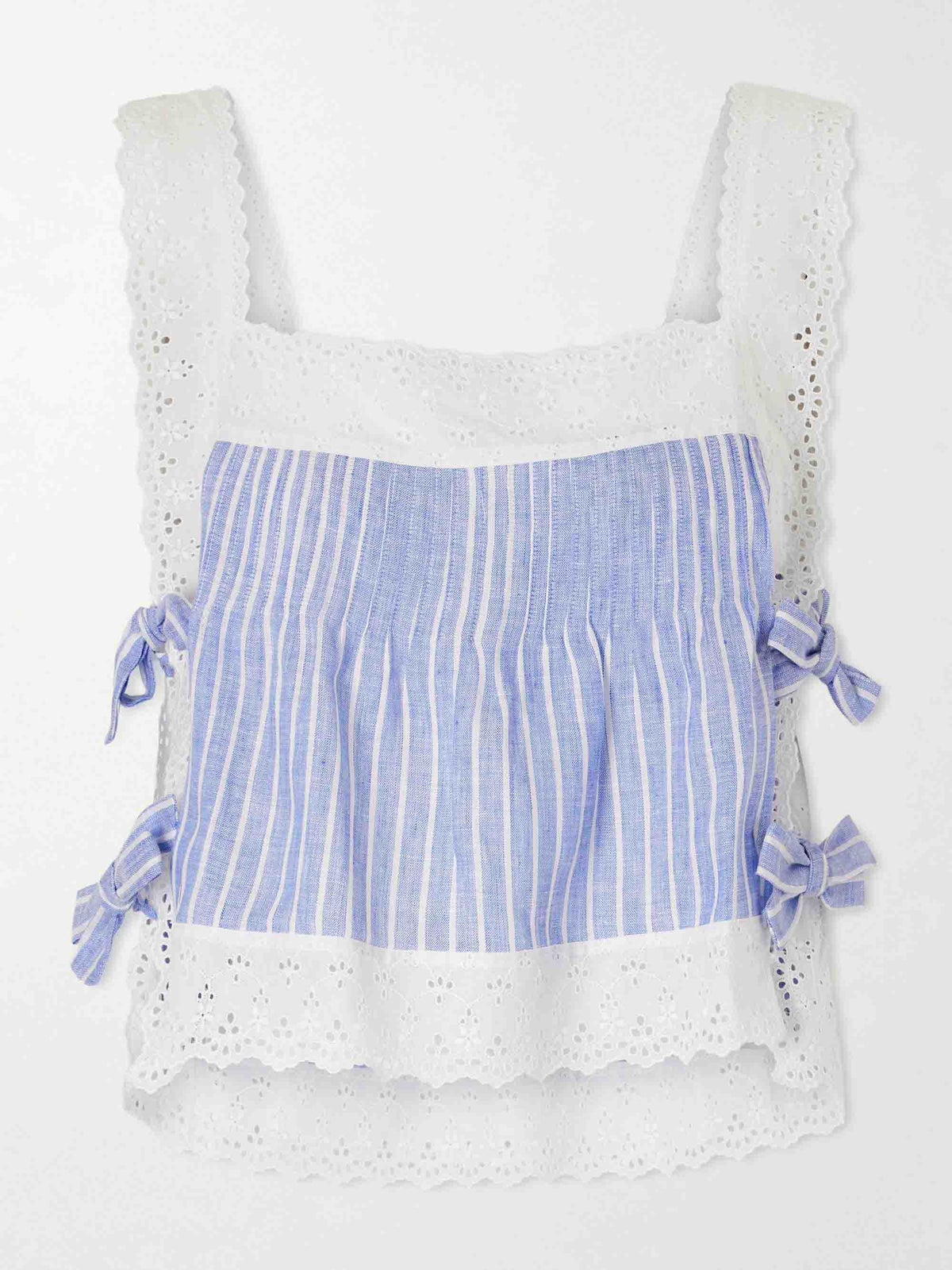 Conjunto de pijama con camisola con ribete de encaje a rayas y pantalón de pierna ancha