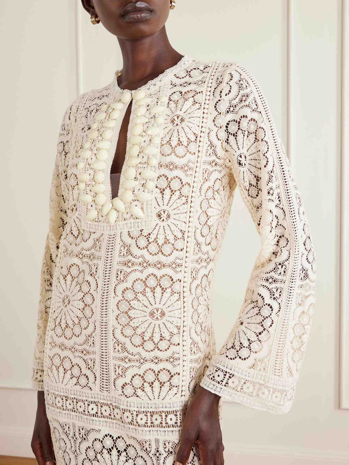 Robe longue sexy en maille ajourée