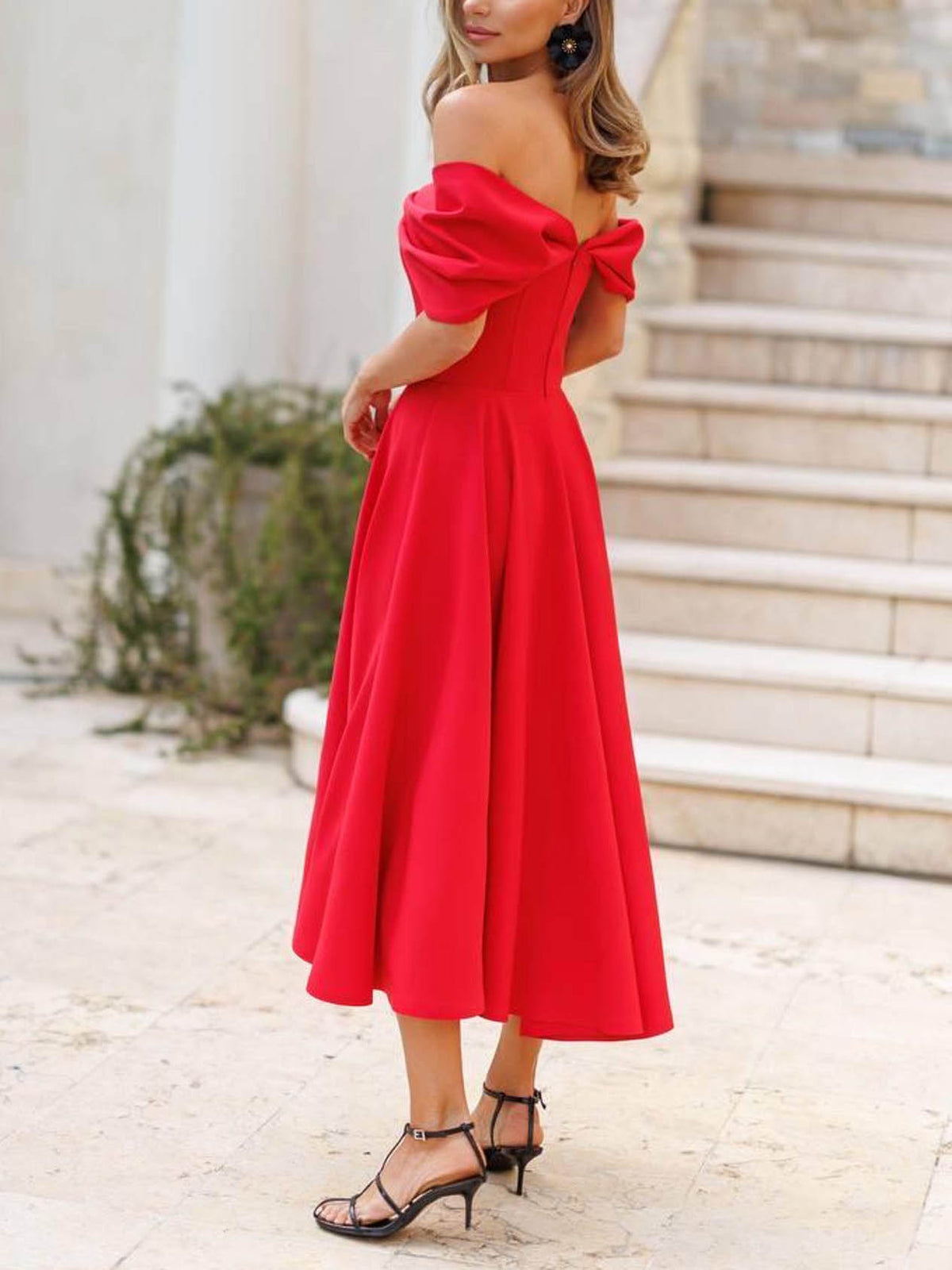 Elegant Off-the-shoulder Draped Maxi Dress