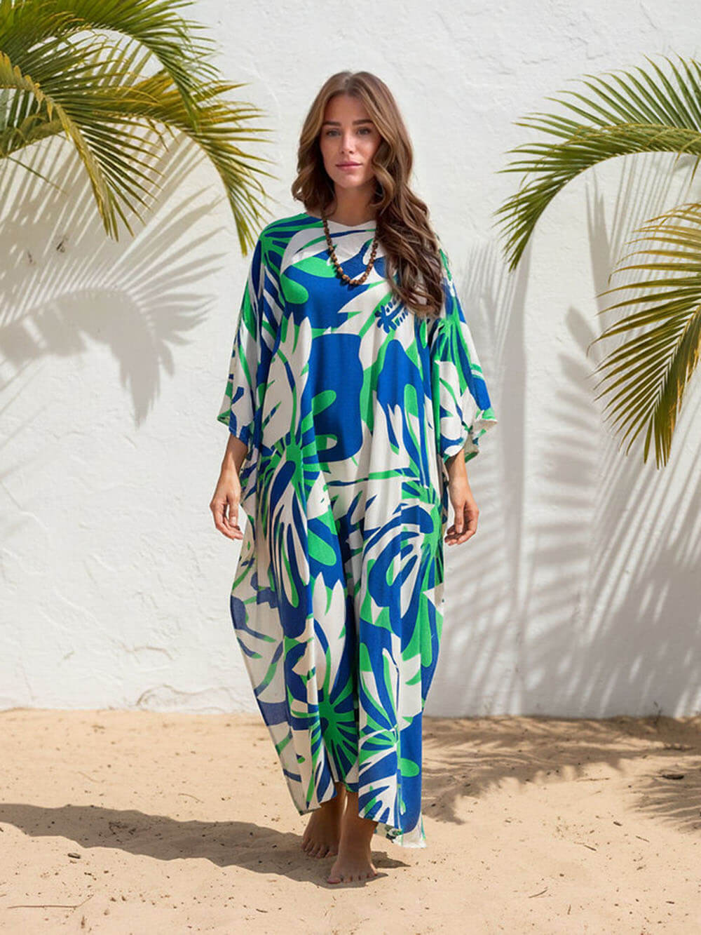 Asymmetrisches Maxikleid mit Boho-Print