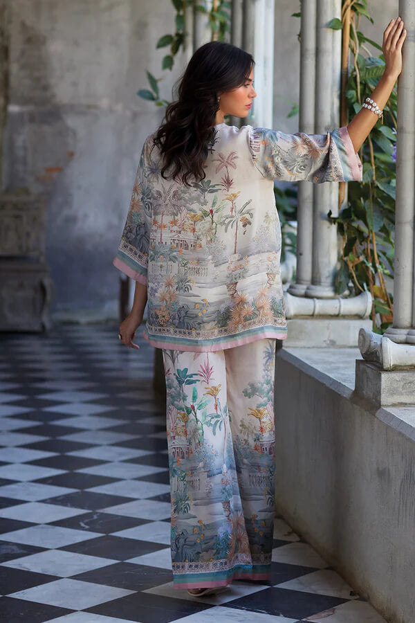 Camicia elegante e vivace, ampia e oversize, con stampa digitale e maniche svasate