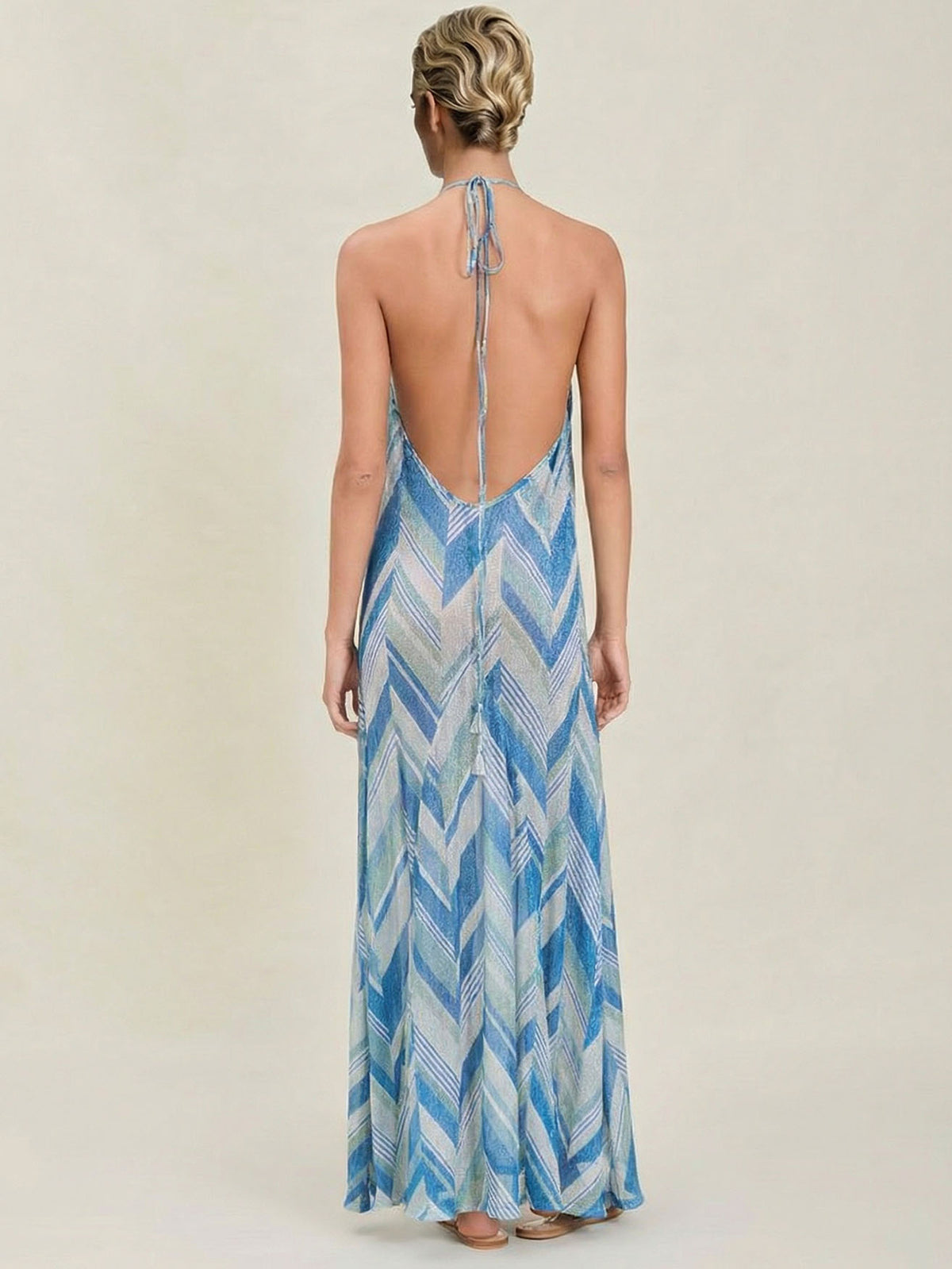 Boho-Maxikleid mit Chevron-Print und Neckholder