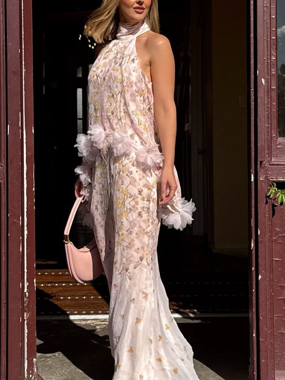 Gonna elegante in chiffon con stampa floreale
