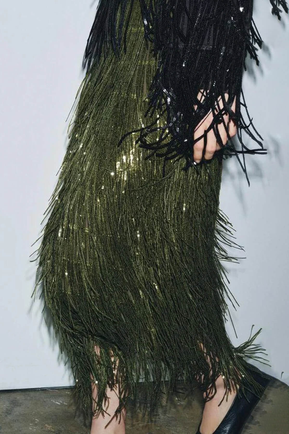 Fashion Sequined Tassel Elegant Midi Skirt