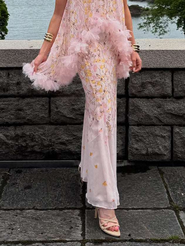 Gonna elegante in chiffon con stampa floreale