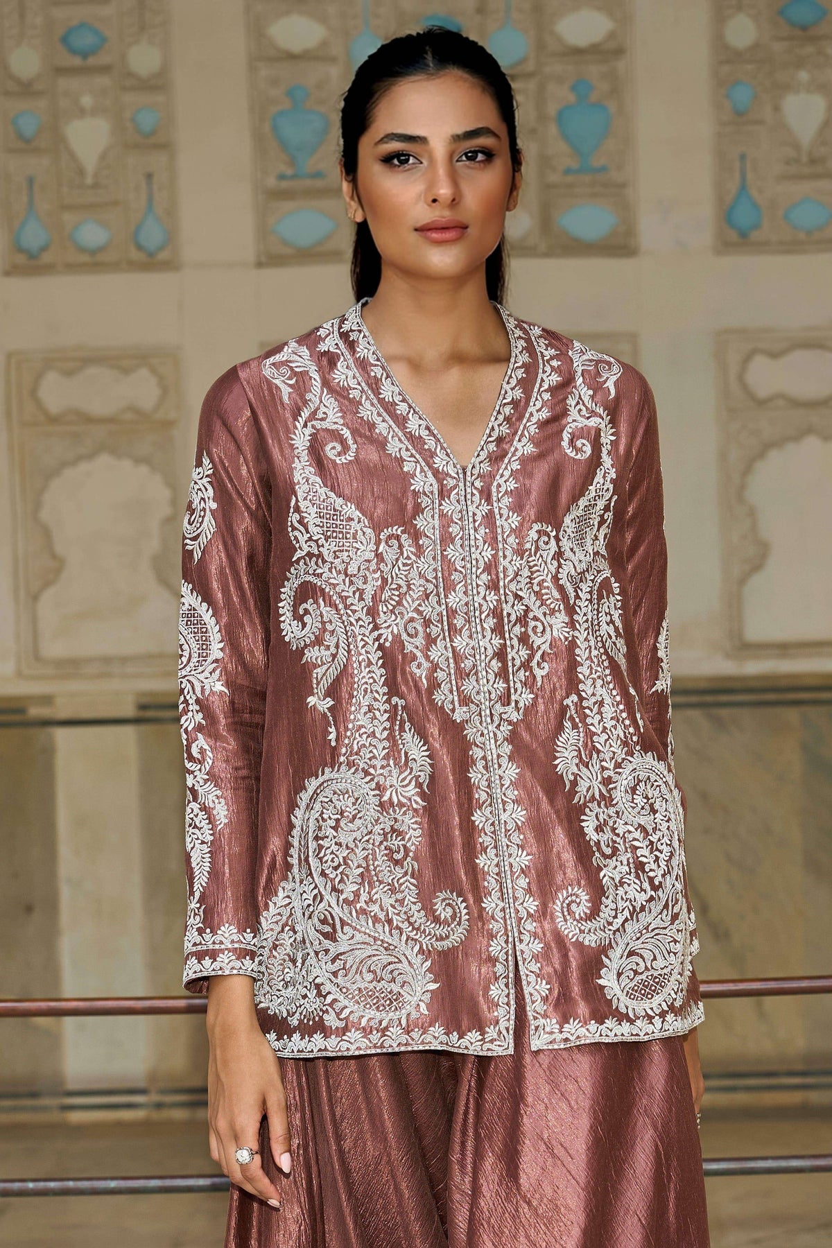 Einzigartige Haremshose mit Paisleymuster, weitem Bein und lockerem, plissiertem Schnitt