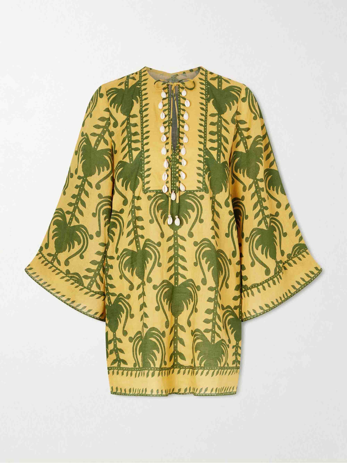Lässiges Minikleid mit Palmenprint und ausgestellten Ärmeln