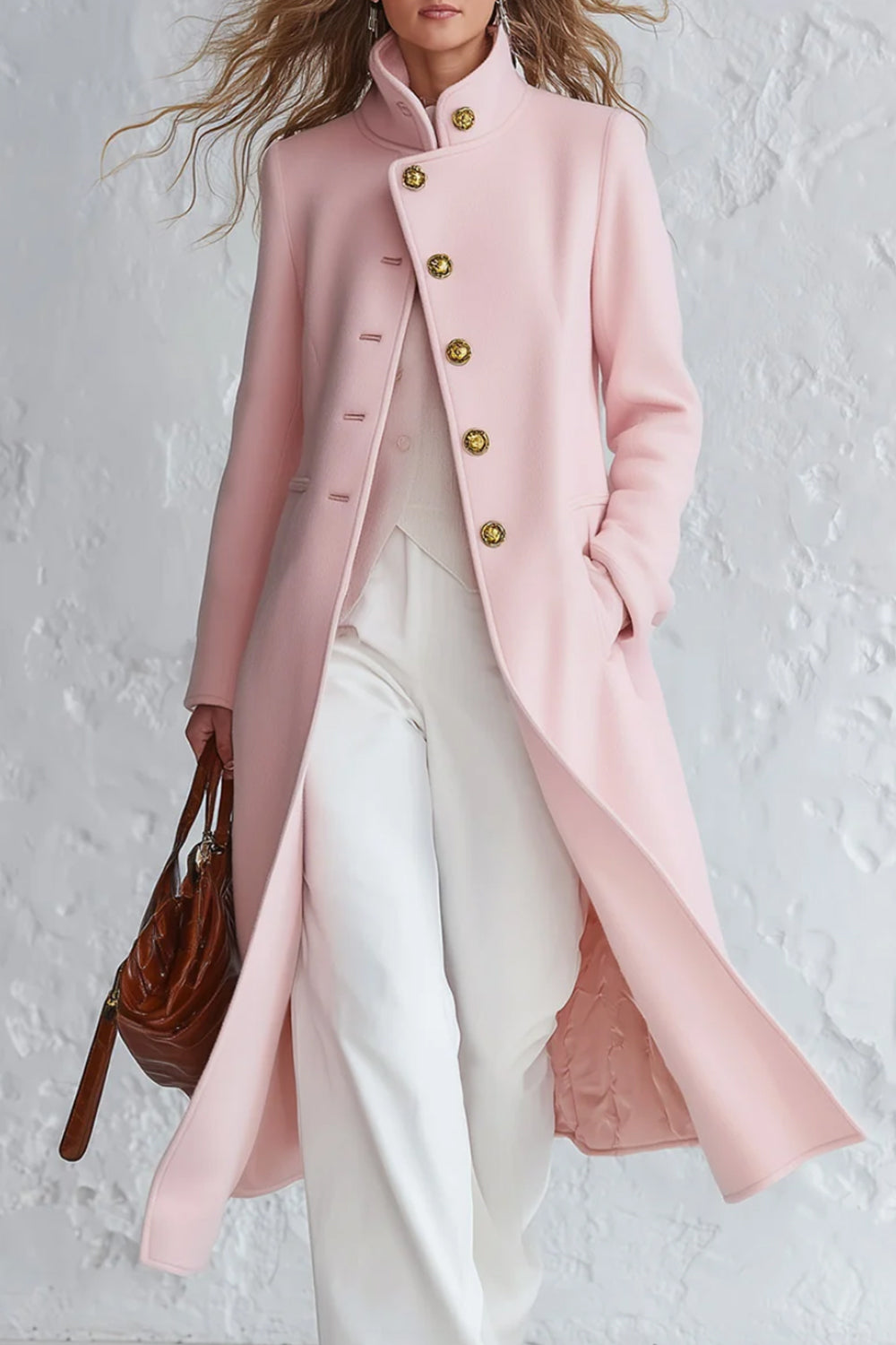 Stand Collar Single Breasted Coat