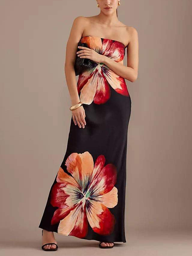 Robe midi moulante, imprimée et sexy, avec haut bandeau