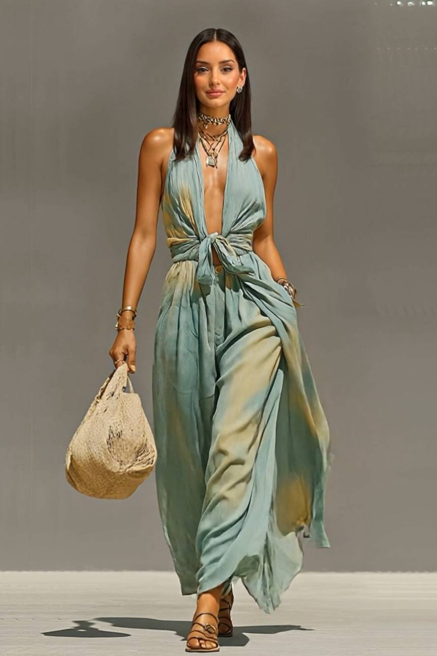 Tuta con allacciatura, stile vacanza