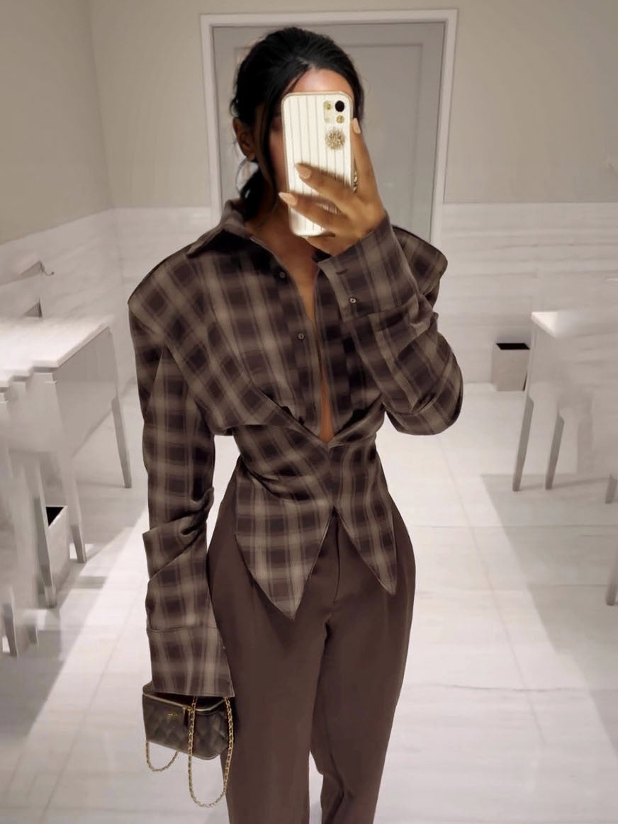 Exquisite Vintage Plaid Long-sleeved Shirt