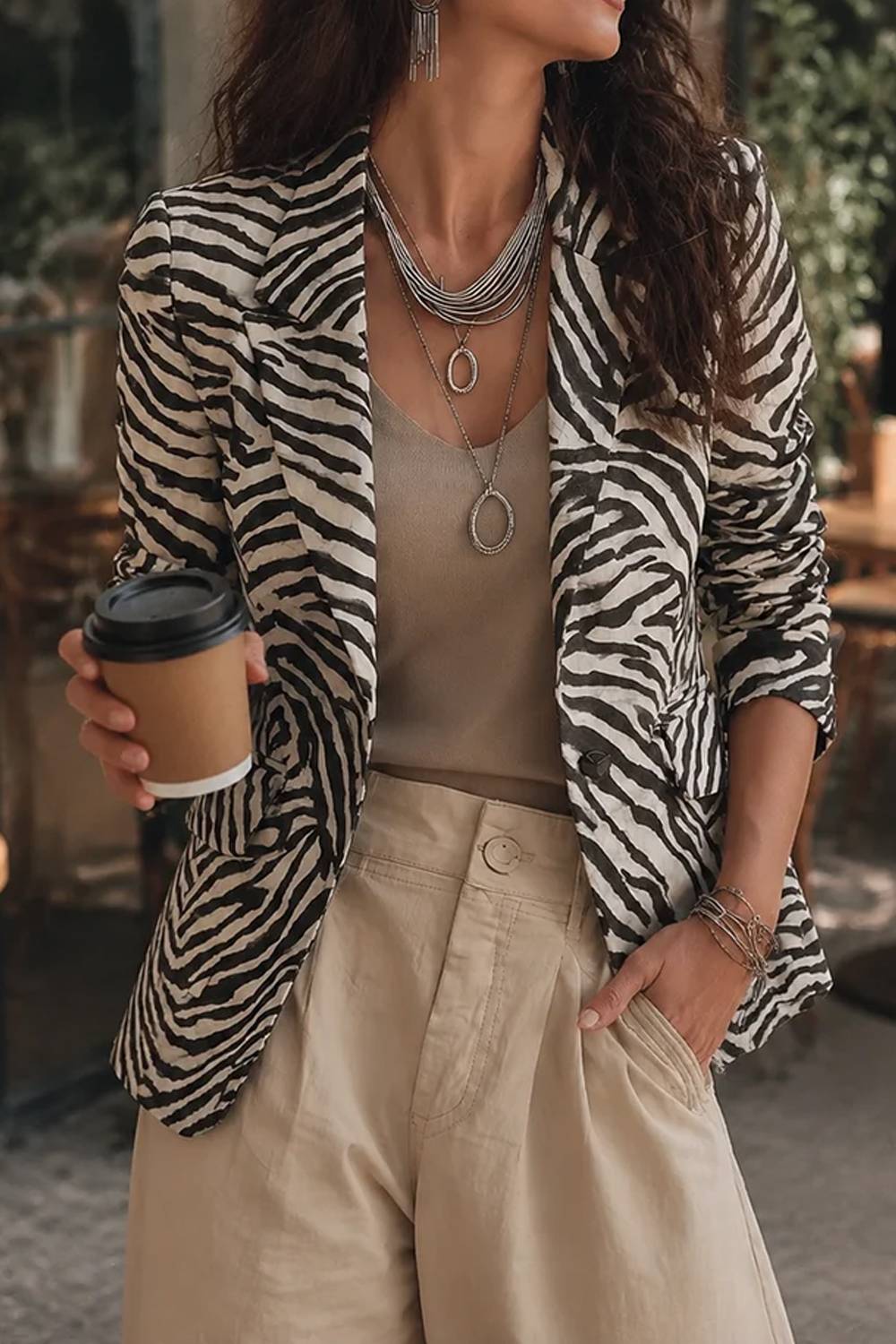 Blazer vintage com padrão de zebra em Lasel