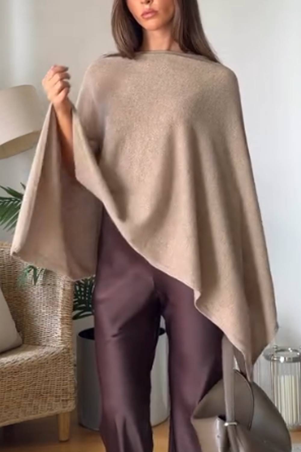 Übergroßes Poncho-Top mit U-Boot-Ausschnitt