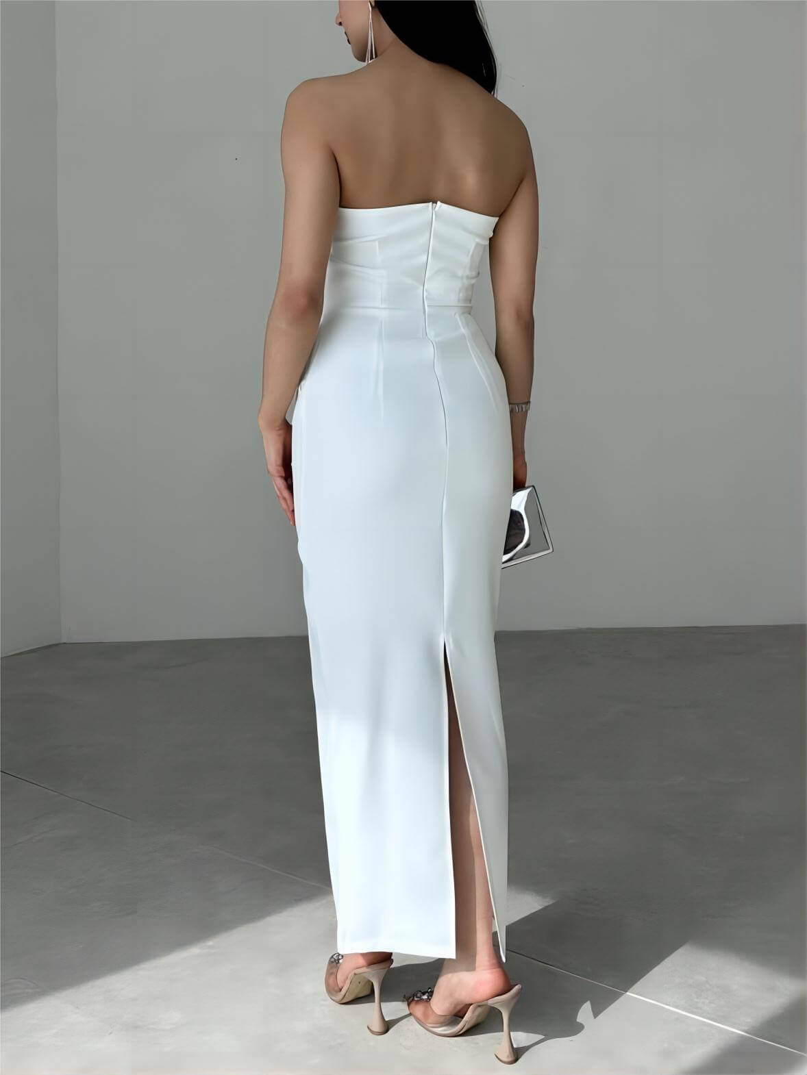 Robe midi bustier à bretelles nouées