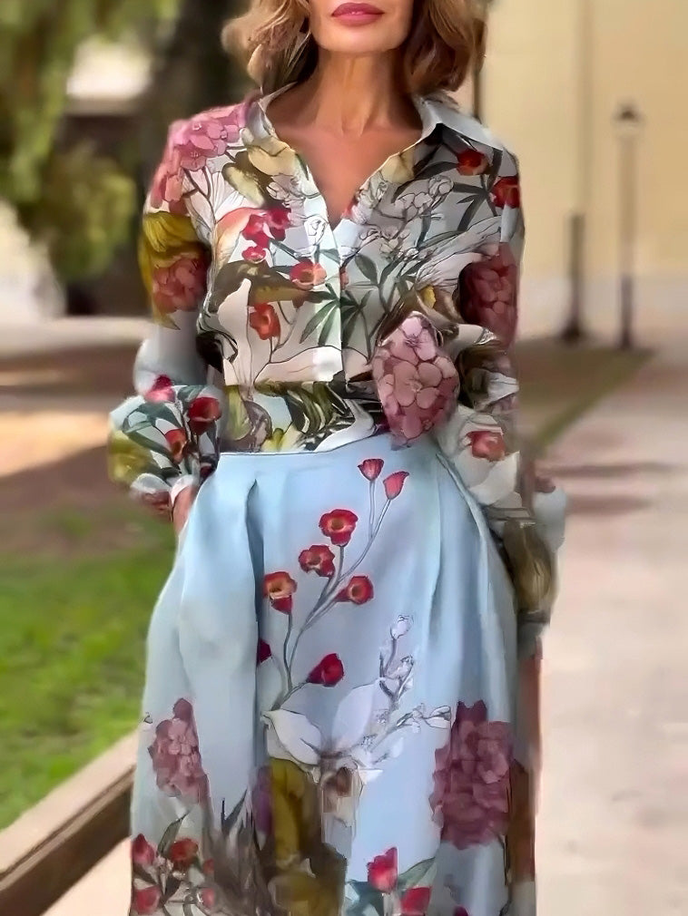 Camisa elegante con estampado floral de acuarela